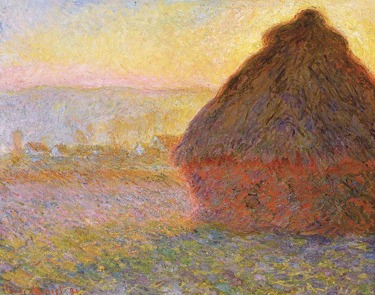 Claude Monet Haystacks, sunset